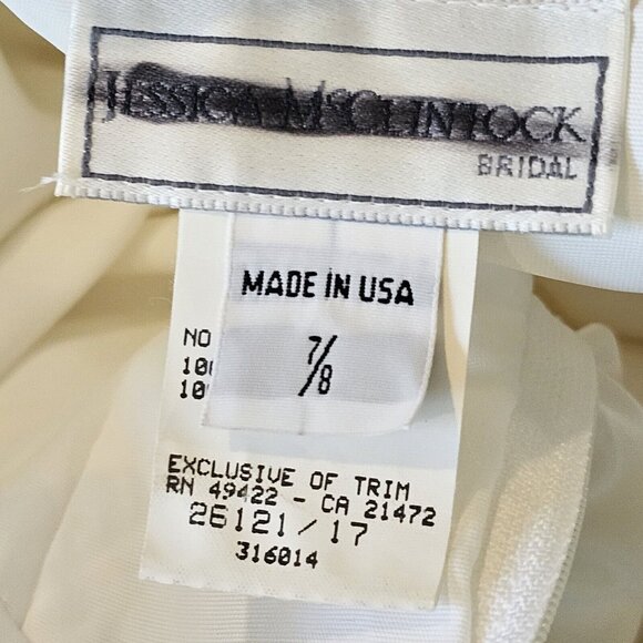 Jessica Mcclintock 90s White Wedding Dress Lace Embellished Long Sleeve Size 7/8 - Picture 14 of 16